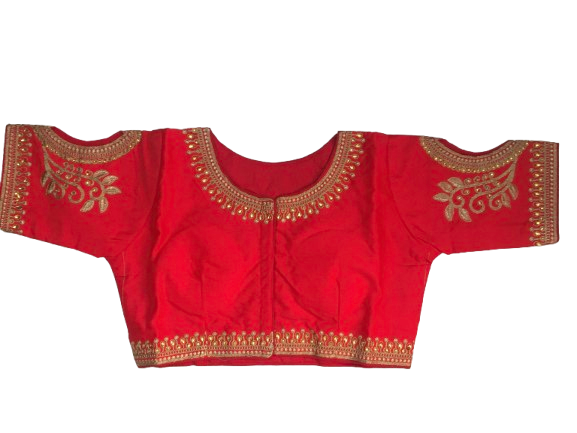 Raw Silk Red Designer Blouse 143